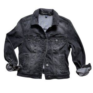 AE Distressed Stretch Black Denim Jacket for Fall Size M
